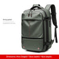 army green travel backpack with vacuum compression compartment and expandable design