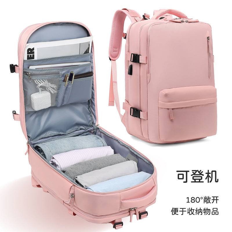 Customized in Stock Cross-Border Girls' Multi-Functional Business Trip Travel Backpack Wet and Dry Classification Large Capacity Waterproof Rucksack