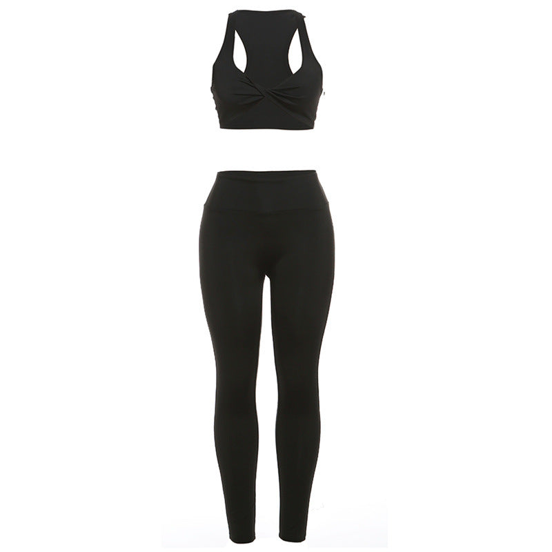 2024 Summer New Women's Navel Sports Vest High Waist Hip Yoga Pants Suit for Women