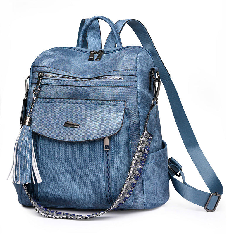 blue​ pu backpack,women,front