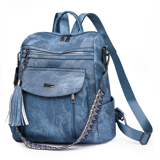 blue​ pu backpack,women,front