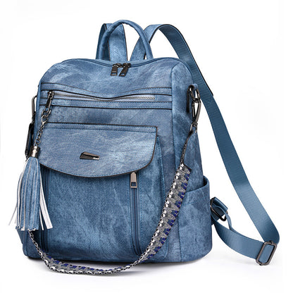 blue​ pu backpack,women,side 02