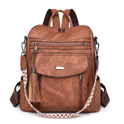 brown​ pu backpack,women,front
