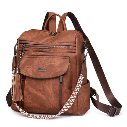 brown​ pu backpack,women,side