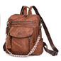 brown​ pu backpack,women,side