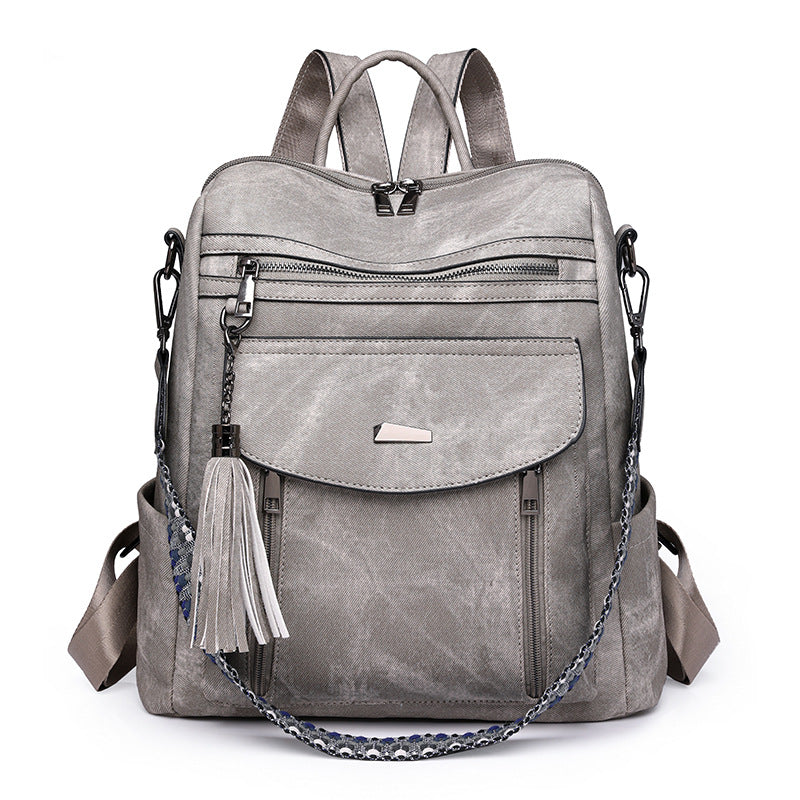gray pu backpack,women,front