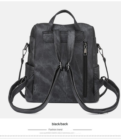 black fanlosn retro pu leather backpack women and girl,custom,back