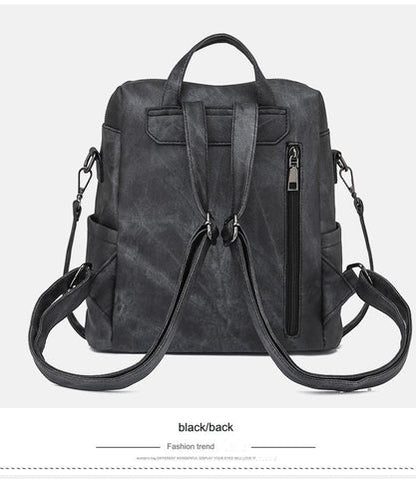 black fanlosn retro pu leather backpack women and girl,custom,back