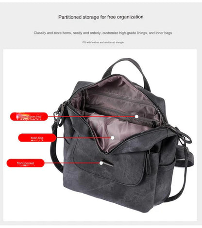 black fanlosn retro pu leather backpack women and girl,custom,inner