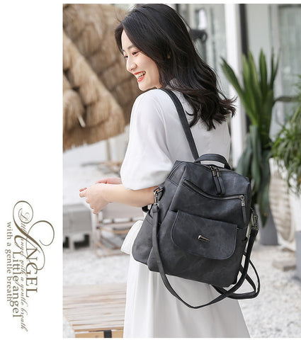 black fanlosn retro pu leather backpack women and girl,custom,model display