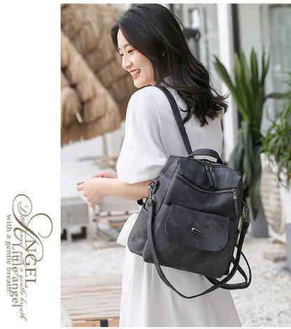 black fanlosn retro pu leather backpack women and girl,custom,model display