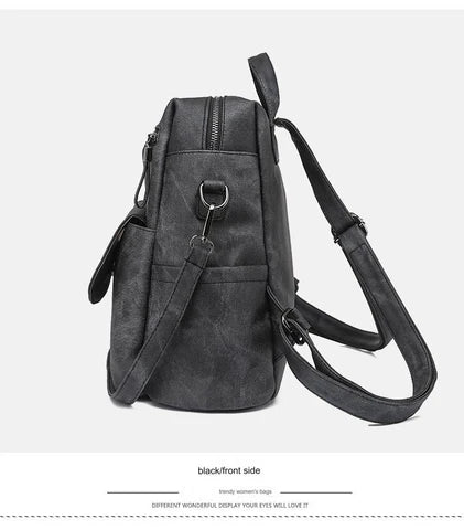 black fanlosn retro pu leather backpack women and girl,custom,side
