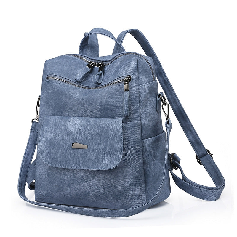 blue fanlosn retro pu leather backpack women and girl,custom,side