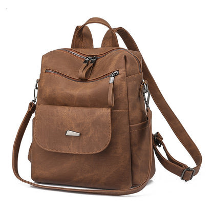 brown fanlosn retro pu leather backpack women and girl,custom,side