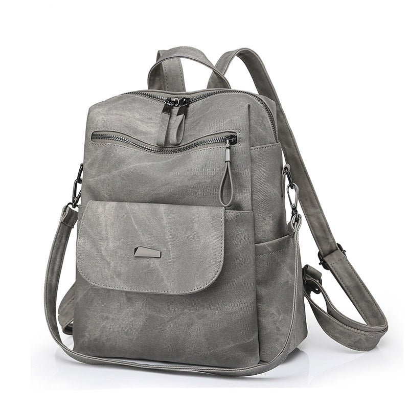 gray fanlosn retro pu leather backpack women and girl,custom,side