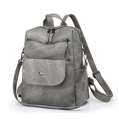 gray fanlosn retro pu leather backpack women and girl,custom,side