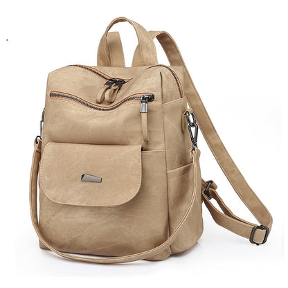 khaki fanlosn retro pu leather backpack women and girl,custom,side