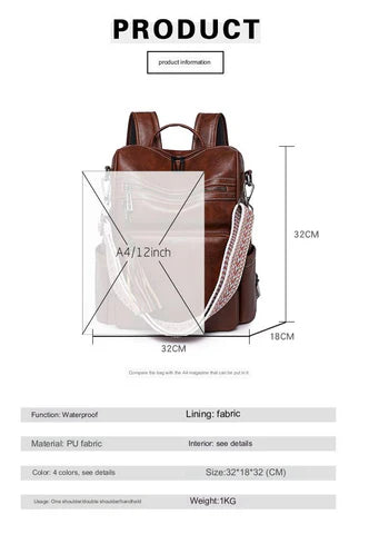 brown fanlosn pu leather vintage backpack women,custom,dimensions