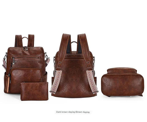 brown fanlosn pu leather vintage backpack women,custom,display
