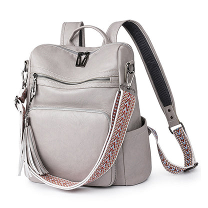 gray fanlosn pu leather vintage backpack women,custom,side
