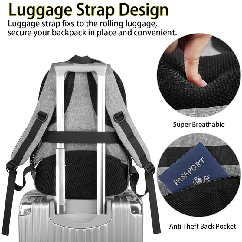 backpack with trolley sleeve breathable back padding and anti theft passport pocket for business travel