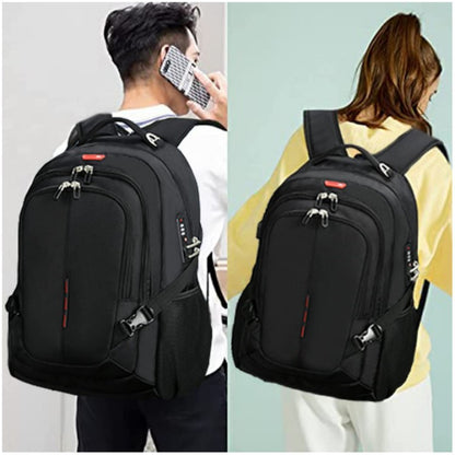 black backpack with anti theft combination lock usb port and business travel storage