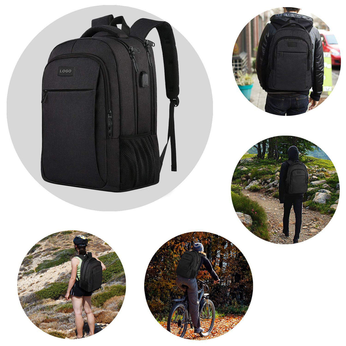 black backpack for outdoor travel and business use