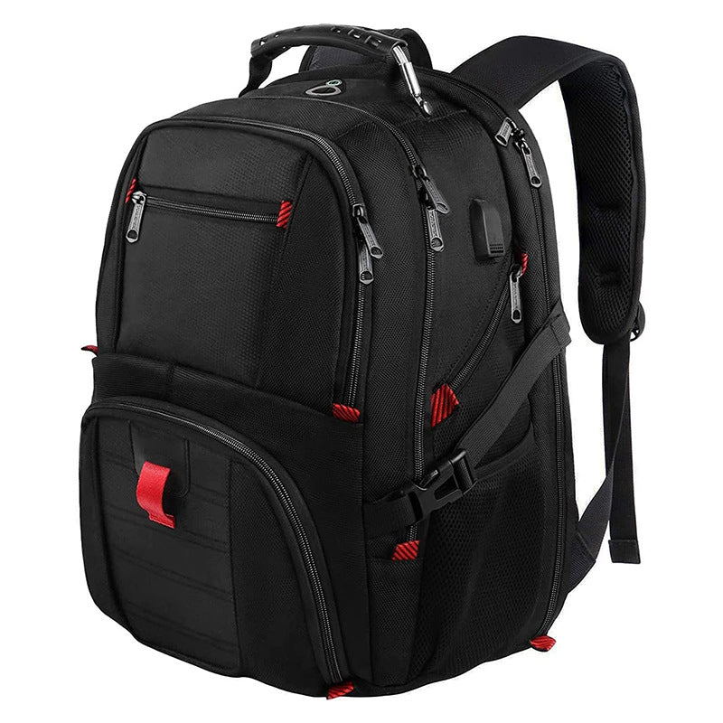 black business travel backpack with laptop compartment and usb charging port