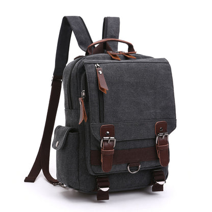 black canvas backpack with double shoulder carrying style