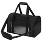 black cloth pet travel carrier bag with shoulder strap and mesh panel