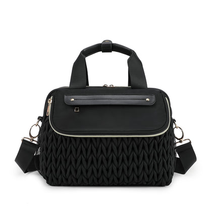 black custom diaper bag tote with insulated storage top handles and shoulder strap