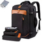 black expandable travel backpack with packing cube system for carry on travel