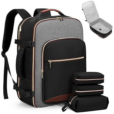 black gray commuter backpack with travel organizer design