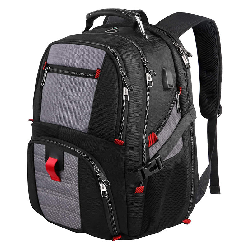black gray travel laptop backpack with large capacity and organized storage