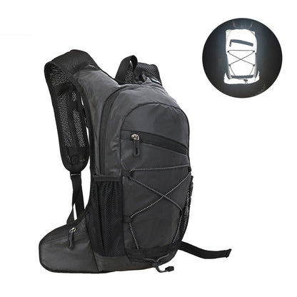 black hydration backpack for cycling with reflective details