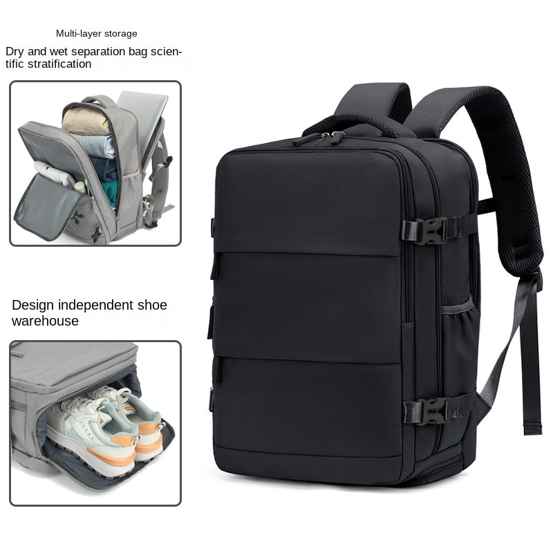 black large laptop travel backpack with 15.6 inch computer compartment