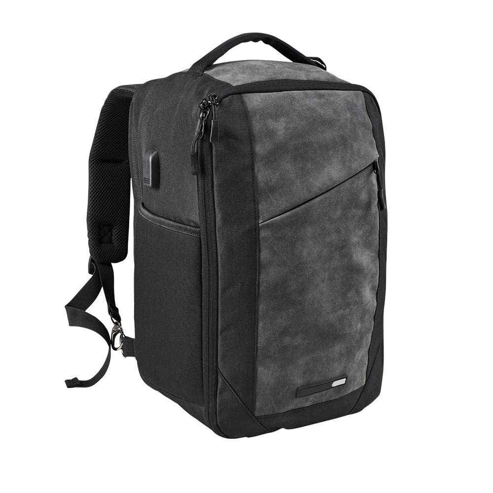 black small rpet travel backpack with compact laptop storage design