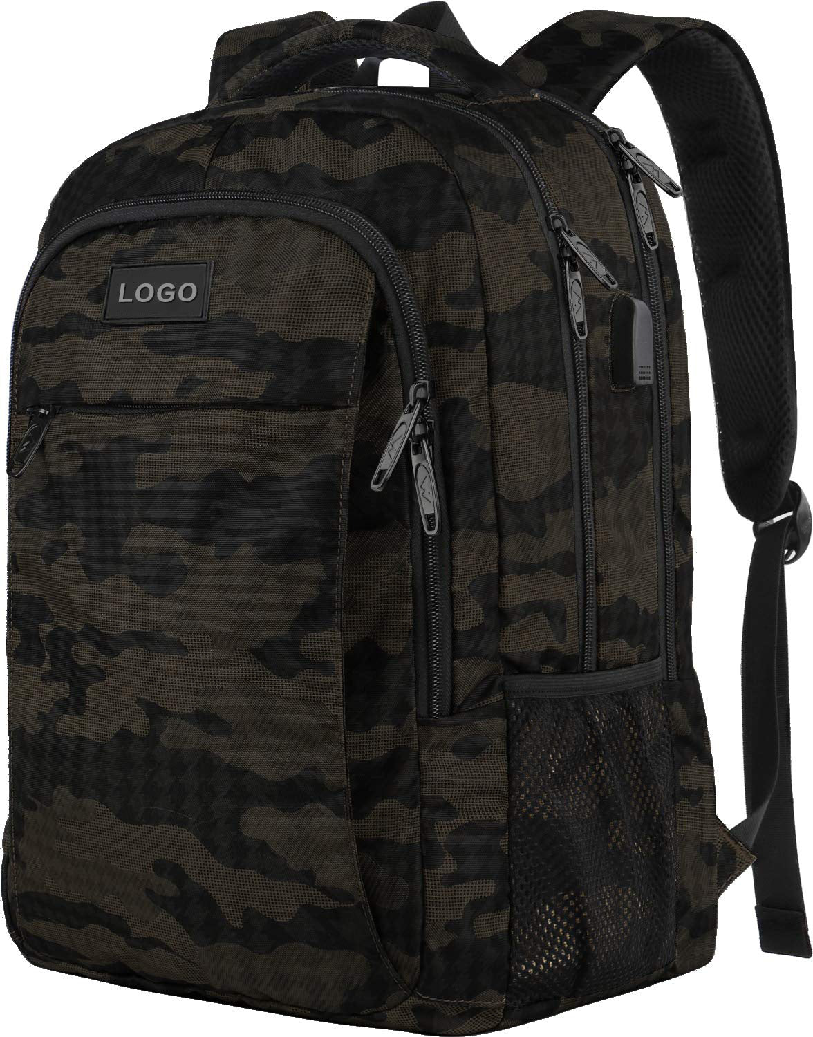 black saber pattern business backpack with multi compartment storage and adjustable shoulder straps