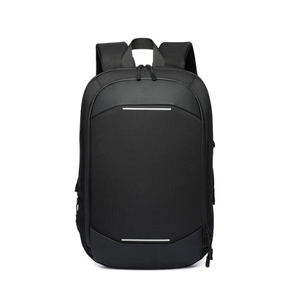 black slim laptop backpack basic style for daily office and commute use
