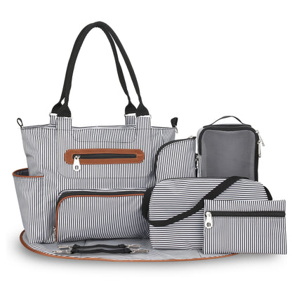 Black Stripes diaper bag tote set