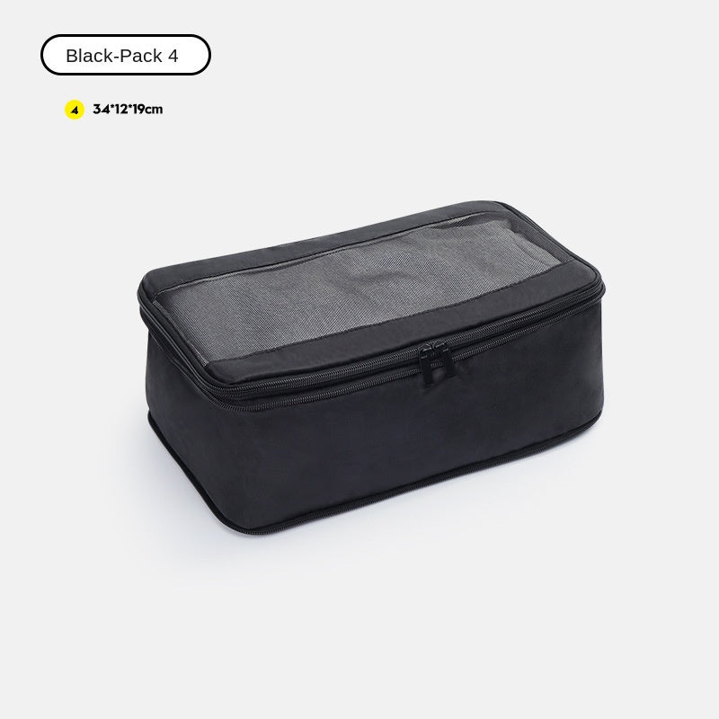 black no 4 travel storage bag measuring 34 x 12 x 19 cm for suitcase organization