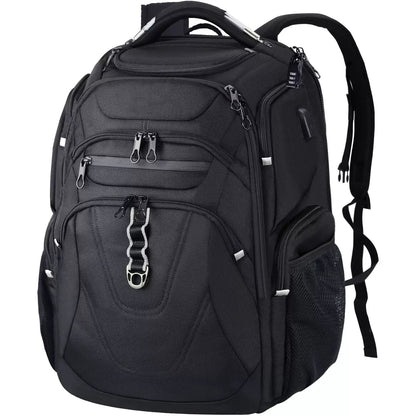 black white laptop travel backpack with large storage capacity