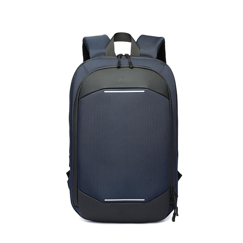 blue business laptop backpack basic style with slim commuter profile