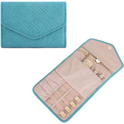 blue large jewelry storage case with compartments