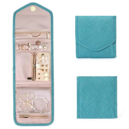 blue small travel jewelry organizer case