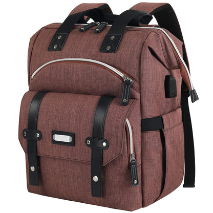 brown mommy backpack with waterproof fabric