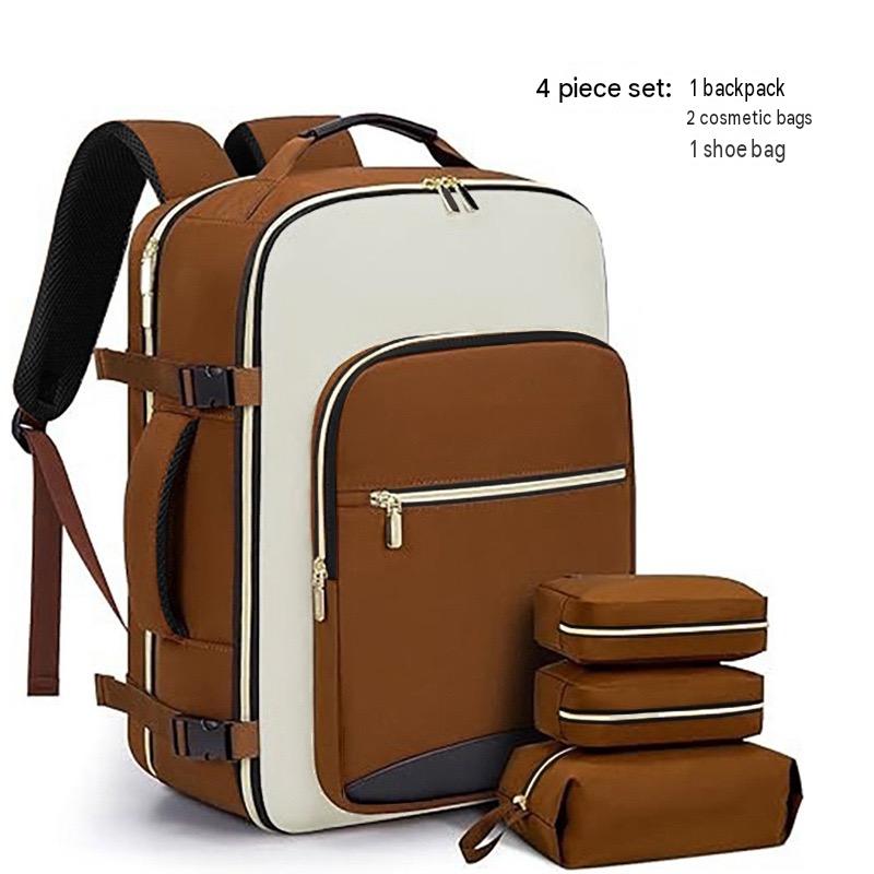 brown white womens work backpack for travel and office use