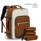 brown white womens work backpack for travel and office use