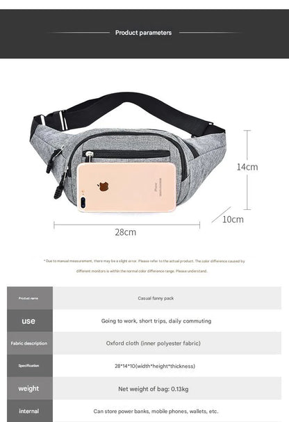 gray polyester budget waist bag,custom,dimensions