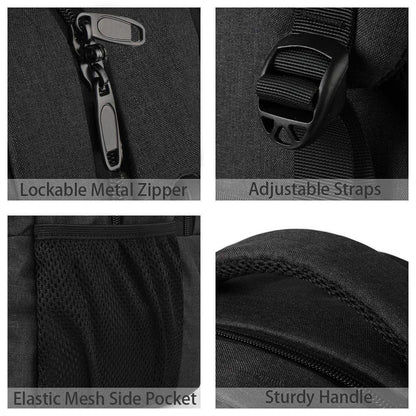 business backpack detail with durable zipper and sturdy handle